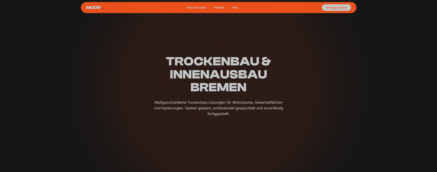 Webdesign Referenz Mudik Trockenbau – Website für Trockenbau Unternehmen